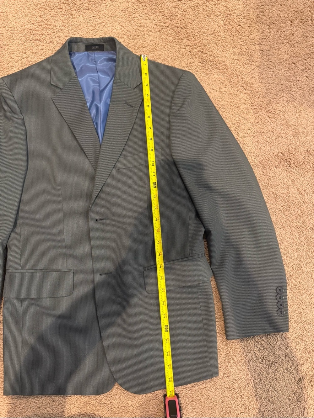 jf j.ferrar Men's Two-Button Charcoal Gray Suit Jacket with Blue Lining - Picture 2 of 6